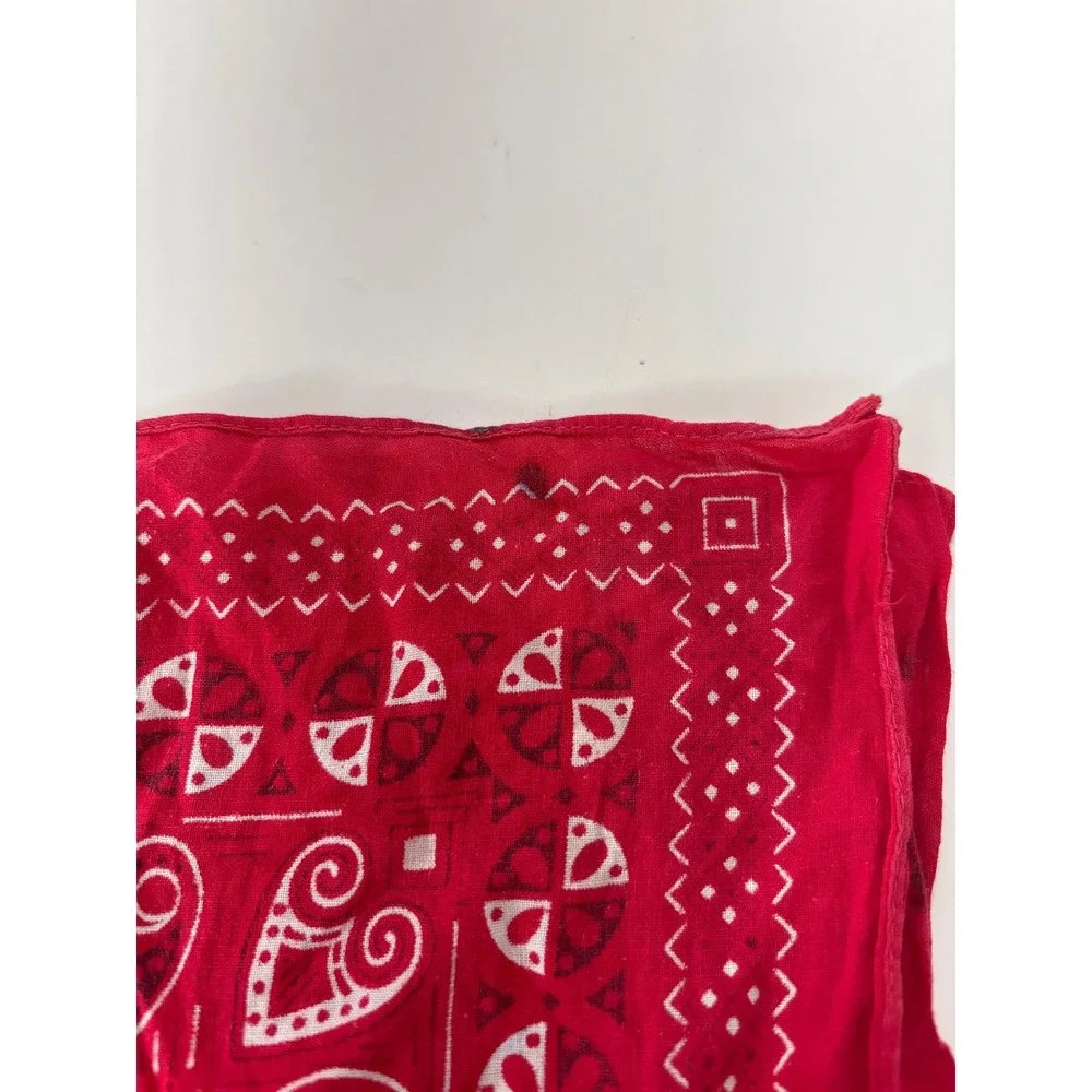 Vintage Elephant Brand Red Fast Color Cotton Bandana Made in USA Biker Kerchief